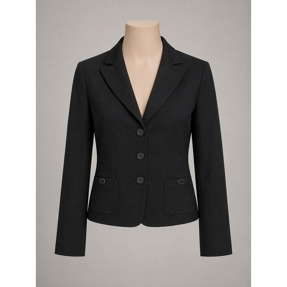 Stresa Petite Black Three Button Blazer Jacket Notched Lapel Size 6P